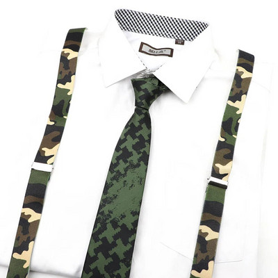 Férfi, női katonai terepszínű, nyomott nadrágtartó nyakkendő csokornyakkendő készletek parti játék ing merevítők pillangó öv nyakkendő masni nadrág farmer