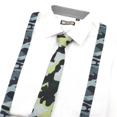 Férfi, női katonai terepszínű, nyomott nadrágtartó nyakkendő csokornyakkendő készletek parti játék ing merevítők pillangó öv nyakkendő masni nadrág farmer