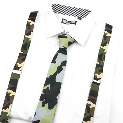 Férfi, női katonai terepszínű, nyomott nadrágtartó nyakkendő csokornyakkendő készletek parti játék ing merevítők pillangó öv nyakkendő masni nadrág farmer