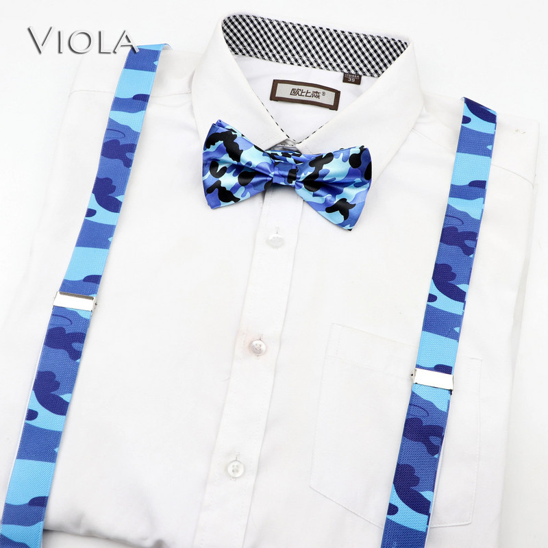 Férfi, női katonai terepszínű, nyomott nadrágtartó nyakkendő csokornyakkendő készletek parti játék ing merevítők pillangó öv nyakkendő masni nadrág farmer