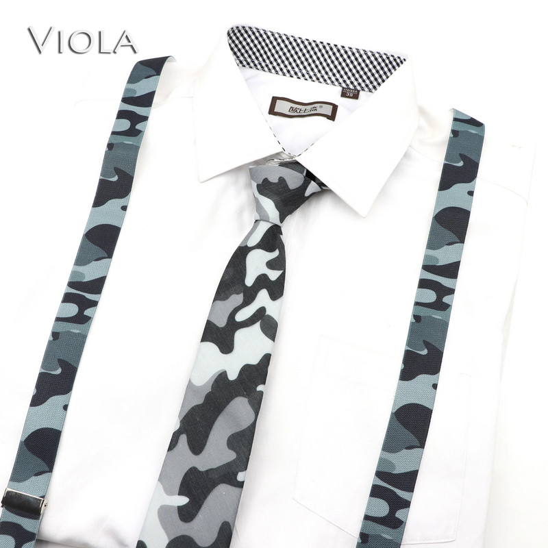 Férfi, női katonai terepszínű, nyomott nadrágtartó nyakkendő csokornyakkendő készletek parti játék ing merevítők pillangó öv nyakkendő masni nadrág farmer