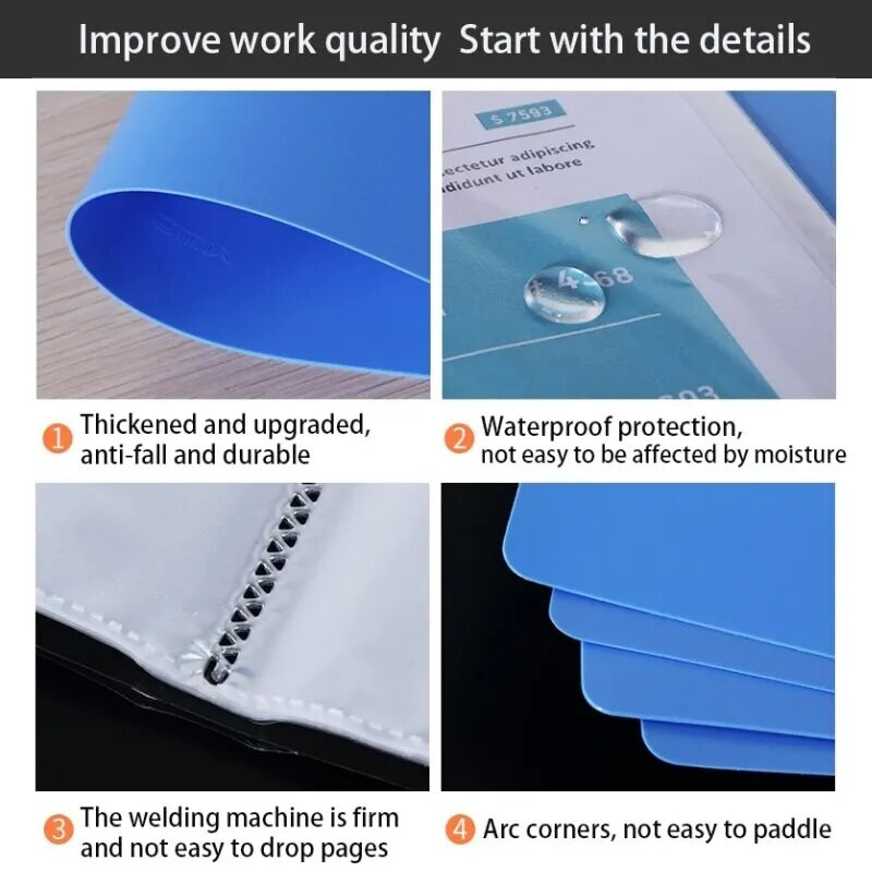 A4-es vastagított információs könyv, lapos mappa Átlátszó adatkönyv teszt papír kotta fájl Dokumentumrendező kliptáska