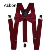AEbone Suspensorio Felnőtt bordó nadrágtartó és csokornyakkendő férfi Női Sötétkék Bretellek Pantalon Pour Homme Femme 100cm Sus59