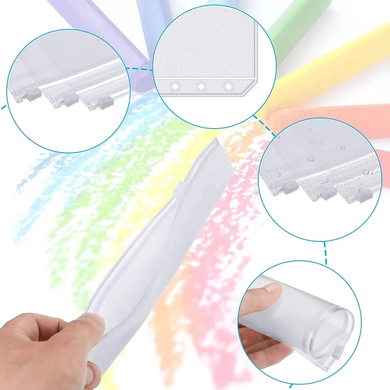 Džepovi za registratore A6 Džepovi za registratore sa 6 rupa i zatvaračem Vodootporni PVC Kuverte za gotovinu Budžet Torba s listovima za registrator Planer za bilježnice