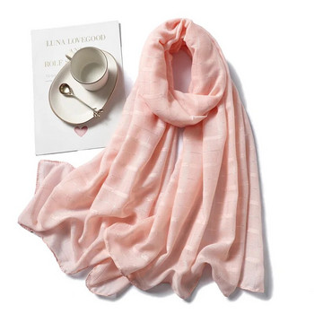 Απλό φούσκα βαμβακερό κασκόλ χιτζάμπ για γυναίκες Σχεδιαστής καρό συμπαγές φουλάρι Lady Pashmina μουσουλμανική μαντήλια κεφαλής 2023 Νέα μόδα