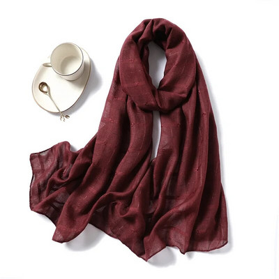 Paprastas burbulinis medvilninis hidžabo šalikas moterims, dizainerio languotas, solidus Foulard Lady Pashmina musulmonų galvos juostos kaklaskarės, 2023 m. nauja mada