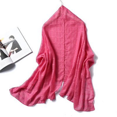 Paprastas burbulinis medvilninis hidžabo šalikas moterims, dizainerio languotas, solidus Foulard Lady Pashmina musulmonų galvos juostos kaklaskarės, 2023 m. nauja mada