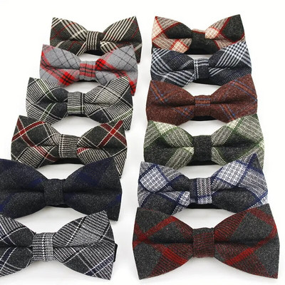 Rūtains Kokvilnas tauriņš vīriešiem Klasiski krekli Bowtie for Business Kāzu Bowknot Pieaugušo vīriešu tauriņi Kravu kaklasaite melna sarkana kaklasaite