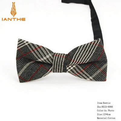 Kockás pamut csokornyakkendő Férfi Klasszikus ingek Csokornyakkendő Vállalkozási Esküvői Csokorcsomó Felnőtt Férfi Csokornyakkendők Fekete piros nyakkendő