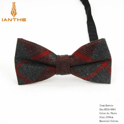 Kockás pamut csokornyakkendő Férfi Klasszikus ingek Csokornyakkendő Vállalkozási Esküvői Csokorcsomó Felnőtt Férfi Csokornyakkendők Fekete piros nyakkendő