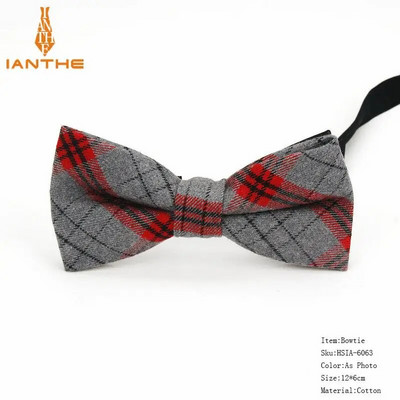 Kockás pamut csokornyakkendő Férfi Klasszikus ingek Csokornyakkendő Vállalkozási Esküvői Csokorcsomó Felnőtt Férfi Csokornyakkendők Fekete piros nyakkendő