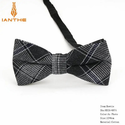 Kockás pamut csokornyakkendő Férfi Klasszikus ingek Csokornyakkendő Vállalkozási Esküvői Csokorcsomó Felnőtt Férfi Csokornyakkendők Fekete piros nyakkendő