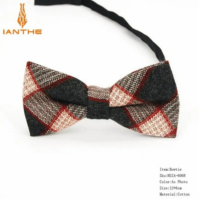 Kockás pamut csokornyakkendő Férfi Klasszikus ingek Csokornyakkendő Vállalkozási Esküvői Csokorcsomó Felnőtt Férfi Csokornyakkendők Fekete piros nyakkendő