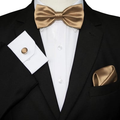 KAMBERFT vīriešu tauriņa komplekts sarkana dzeltena cieta tauriņa kabatas kvadrātveida aproču pogas dāvanu kastīte vīriešiem kāzu ballītes dāvana