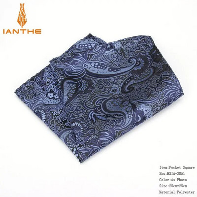 Ανδρικό μαντήλι σε τετράγωνο μοτίβο Paisley Fashion Hanky για άντρες Επαγγελματικά κοστούμια Hankies Vintage αξεσουάρ για πετσέτες Navy