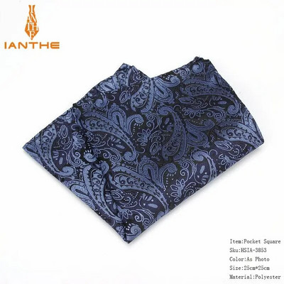 Ανδρικό μαντήλι σε τετράγωνο μοτίβο Paisley Fashion Hanky για άντρες Επαγγελματικά κοστούμια Hankies Vintage αξεσουάρ για πετσέτες Navy