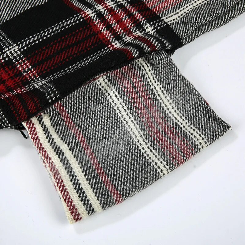 Luksuzni karirani šal od beskonačnosti od kašmira Ženske zimske tople marame sa skrivenim džepovima na patentni zatvarač Snood Ženski topliji šal s prstenom za hodanje