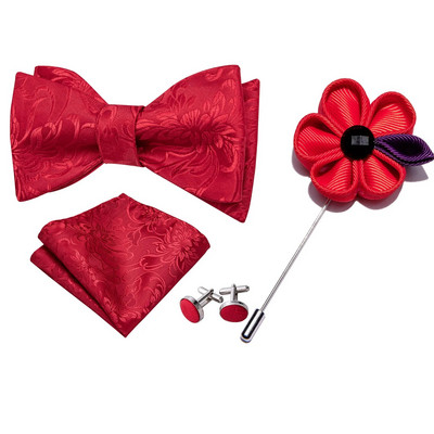 Lila csokornyakkendő férfiaknak Önre kötött masnik Paisley selyem nyakkendő szett négyzet alakú zseb mandzsettagombok Boutonniere Ajándék esküvőre Barry.Wang