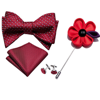 Lila csokornyakkendő férfiaknak Önre kötött masnik Paisley selyem nyakkendő szett négyzet alakú zseb mandzsettagombok Boutonniere Ajándék esküvőre Barry.Wang