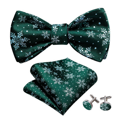 Tervező karácsonyi férfi csokornyakkendő szett Nyomtatás Önálló csokornyakkendő divatos masnik Zseb négyzet mandzsettagombok Férfi Pillangóparti Esküvő Barry.Wang