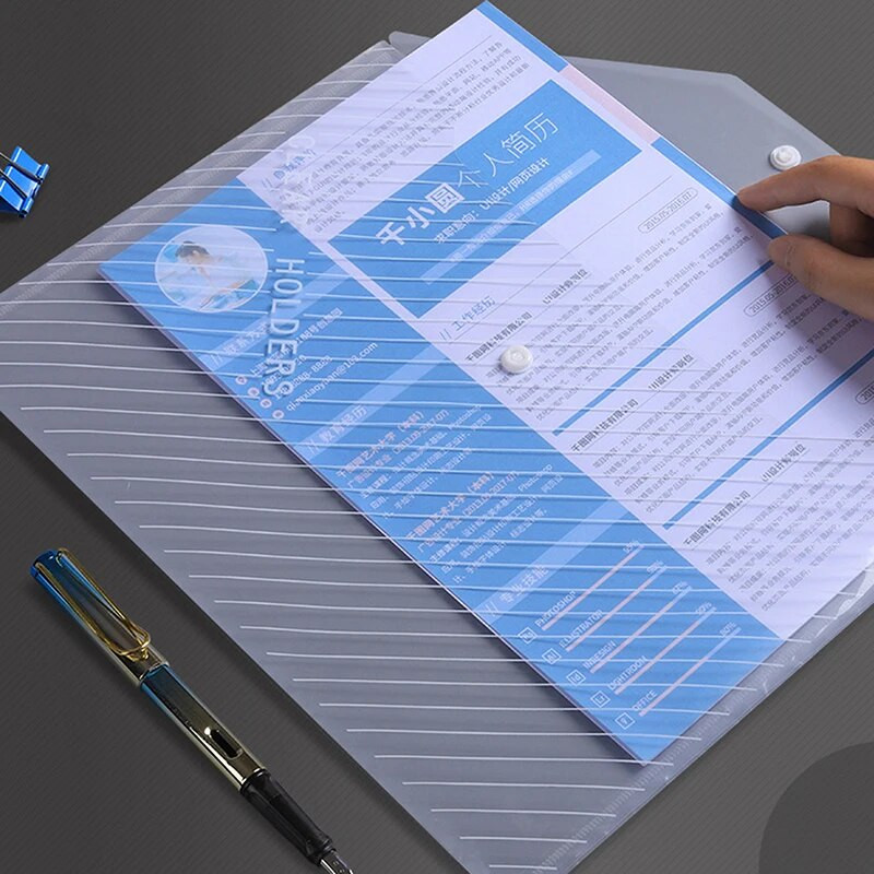 10 gab. Biezs failu maisiņš, caurspīdīgs, ūdensnecaurlaidīgs A4 formāta plastmasas informācijas maisiņš.