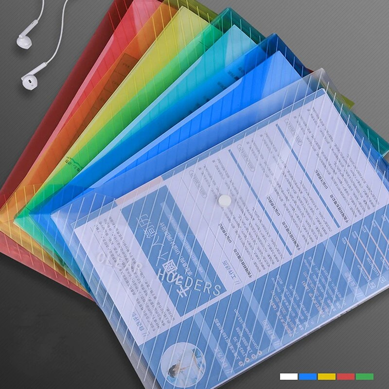 10 gab. Biezs failu maisiņš, caurspīdīgs, ūdensnecaurlaidīgs A4 formāta plastmasas informācijas maisiņš.