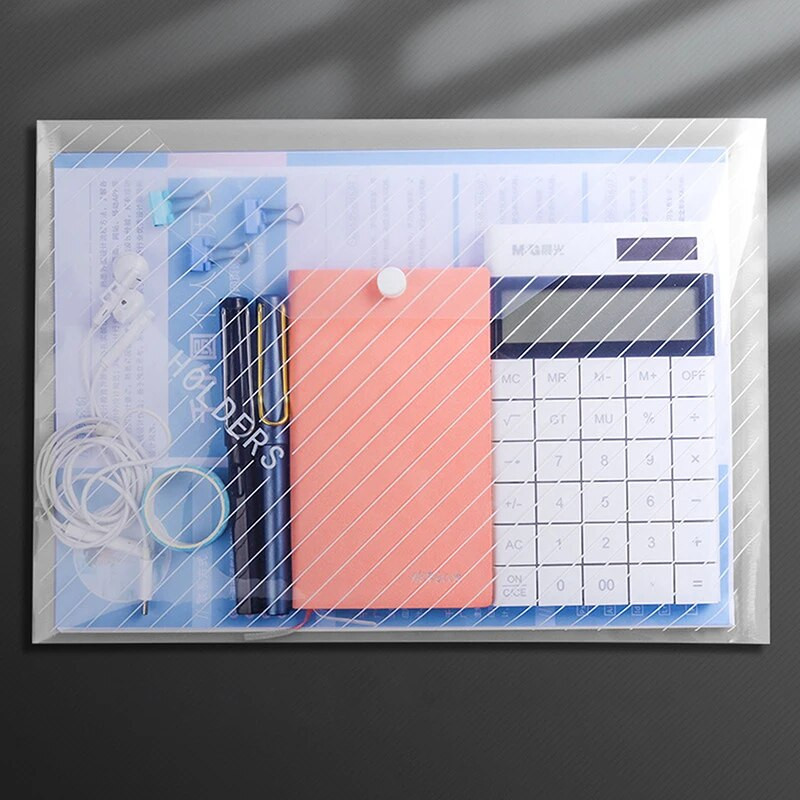 10 gab. Biezs failu maisiņš, caurspīdīgs, ūdensnecaurlaidīgs A4 formāta plastmasas informācijas maisiņš.