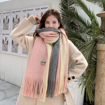 2023 Зимен нов стил Двуцветен шал за двойка снаждане Корейски плетен шал за студентка Удебелен шал за двойка Обвивка