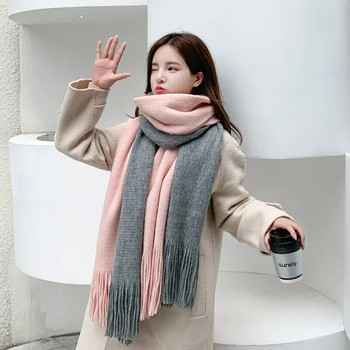 2023 Winter New Style Δίχρωμο φουλάρι για μαθήτρια Κορεάτικο πλεκτό κασκόλ Περιτυλίγματος για τον λαιμό του ζευγαριού