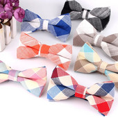 Jauns rūtains tauriņš līgavainim Modes pārbaude tauriņš vīriešiem sievietēm tauriņš Pieaugušajiem kāzu tauriņi Kravāti Groomsmen Kokvilnas tauriņi