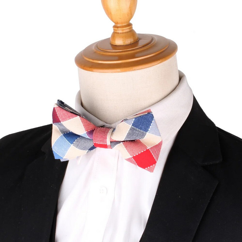 Jauns rūtains tauriņš līgavainim Modes pārbaude tauriņš vīriešiem sievietēm tauriņš Pieaugušajiem kāzu tauriņi Kravāti Groomsmen Kokvilnas tauriņi