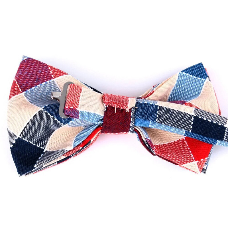 Jauns rūtains tauriņš līgavainim Modes pārbaude tauriņš vīriešiem sievietēm tauriņš Pieaugušajiem kāzu tauriņi Kravāti Groomsmen Kokvilnas tauriņi