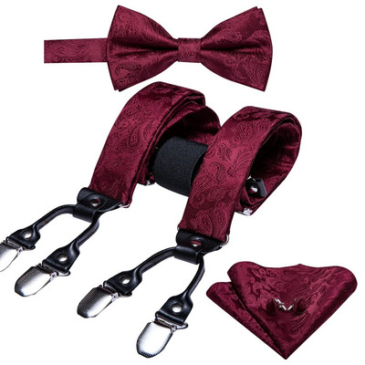 Jauni zaļi zīda bikšturi vīriešiem Klasiski cieti 6 klipši Regulējams tauriņš Kabatlakats Aproču pogas Komplekti Biznesa ballītei Barry.Wang