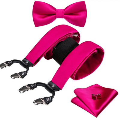 Jauni zaļi zīda bikšturi vīriešiem Klasiski cieti 6 klipši Regulējams tauriņš Kabatlakats Aproču pogas Komplekti Biznesa ballītei Barry.Wang