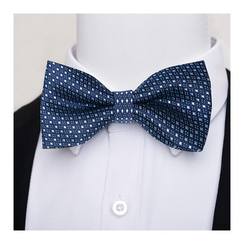 Visokokvalitetna marka Svilena leptir kravata Nebesko plava muška prugasta svadbena oprema Pristaje za svečanu zabavu dan zaljubljenih Leptir kravata Leptir kravata