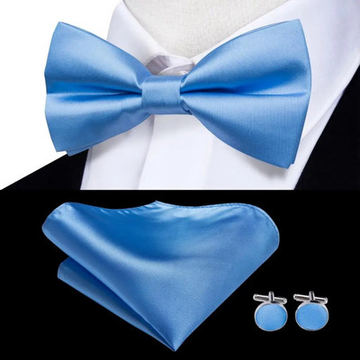 Navy Royal Sky Silk Ανδρικό παπιγιόν Μανικετόκουμπα Σετ προδεμένο παπιγιόν με κόμπο πεταλούδας για ανδρικό επαγγελματικό γραφείο γάμου