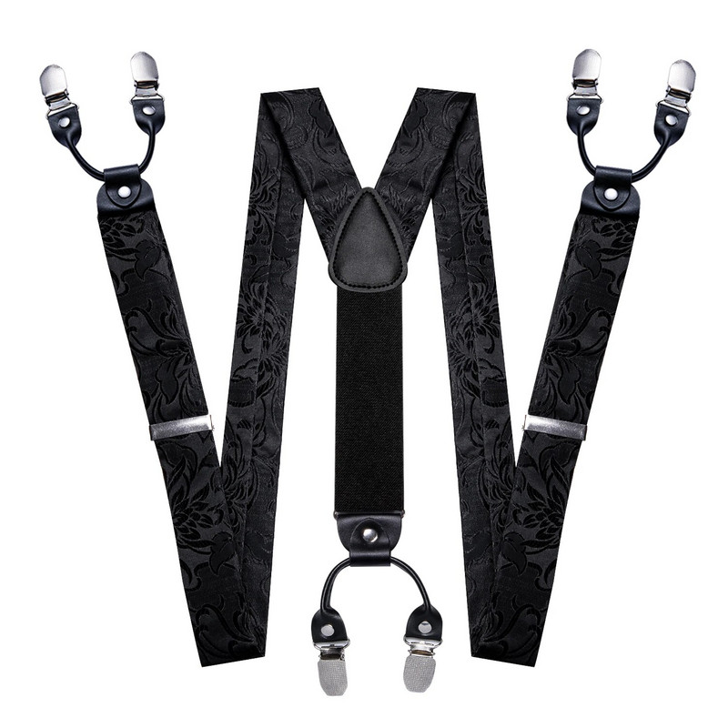 Formális virágos nadrágtartó férfiaknak Klasszikus selyem csokornyakkendő négyzet alakú mandzsettagombok szett üzleti szabadidős parti tervező Barry.Wang 2049