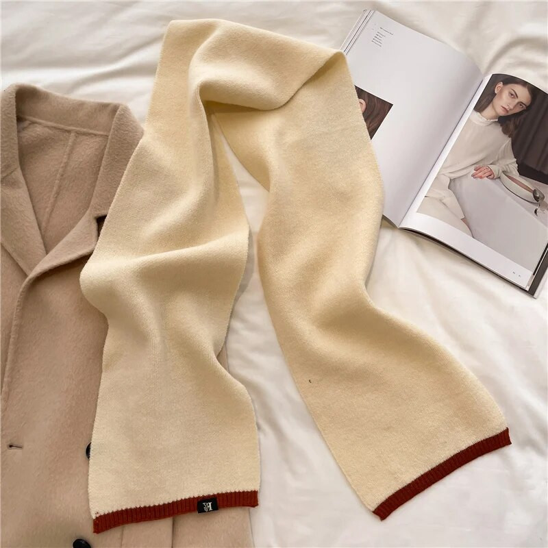 Šalovi od mekane vunene pređe u korejskom stilu Zimski pleteni skinny šal za žene Topla marama za djevojku Bufanda Bandana Jednobojne marame