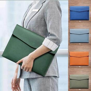 A4 Хартиена преносима кожена чанта за файлове Модна чанта за файлове Удебеляващ бутон Водоустойчива Управление на съхранението на бизнес офис документи