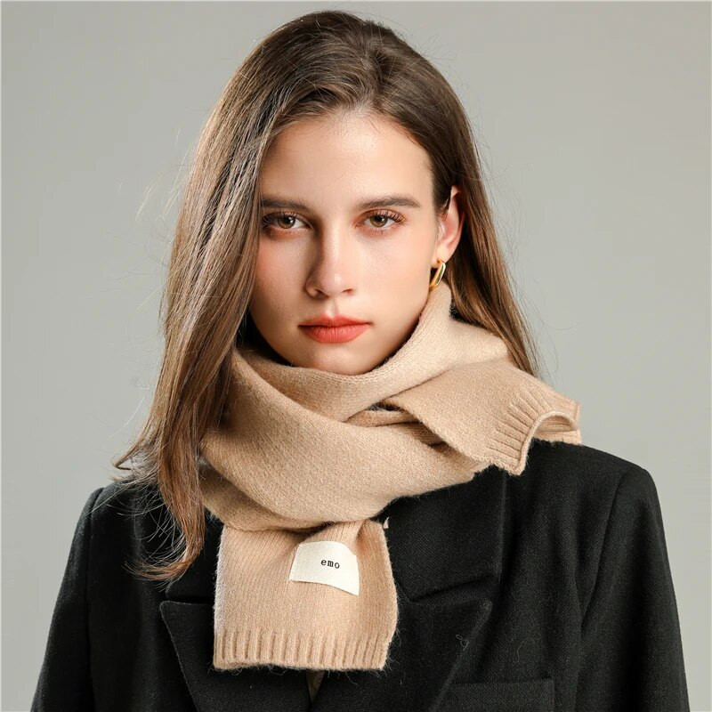 Pleteni šal od jednobojne meke vunene pređe Ženska moda Sknniy Jednostavan putni zima Topli korejski maramica Foulard Bufanda 2022.