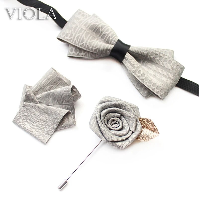 Elegáns Vintage Sötét vonalas csokornyakkendő bross szett Férfi Esküvői Vőlegényparti Születésnapi Pillangótűs Négyzetes póló Ajándék Kiegészítő