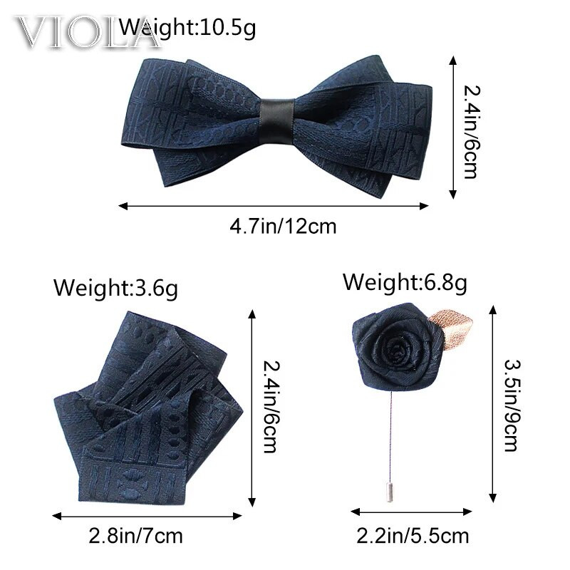 Elegáns Vintage Sötét vonalas csokornyakkendő bross szett Férfi Esküvői Vőlegényparti Születésnapi Pillangótűs Négyzetes póló Ajándék Kiegészítő