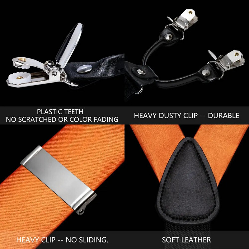 Luksuzni narančasti naramenice, svileni podesivi remen, modni jednobojni rupčić s leptir mašnom, rupčići za manžete Kompleti za svatove Barry.Wang Dizajner