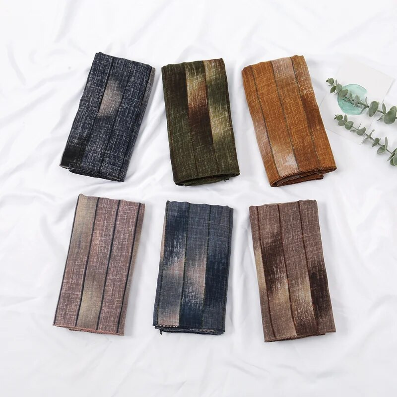 180*90CM jesenski modni ombre gradijent karirani tanki šal od viskoze ženski šalovi od voala s printom i omoti od pašmine, muslimanski hidžab