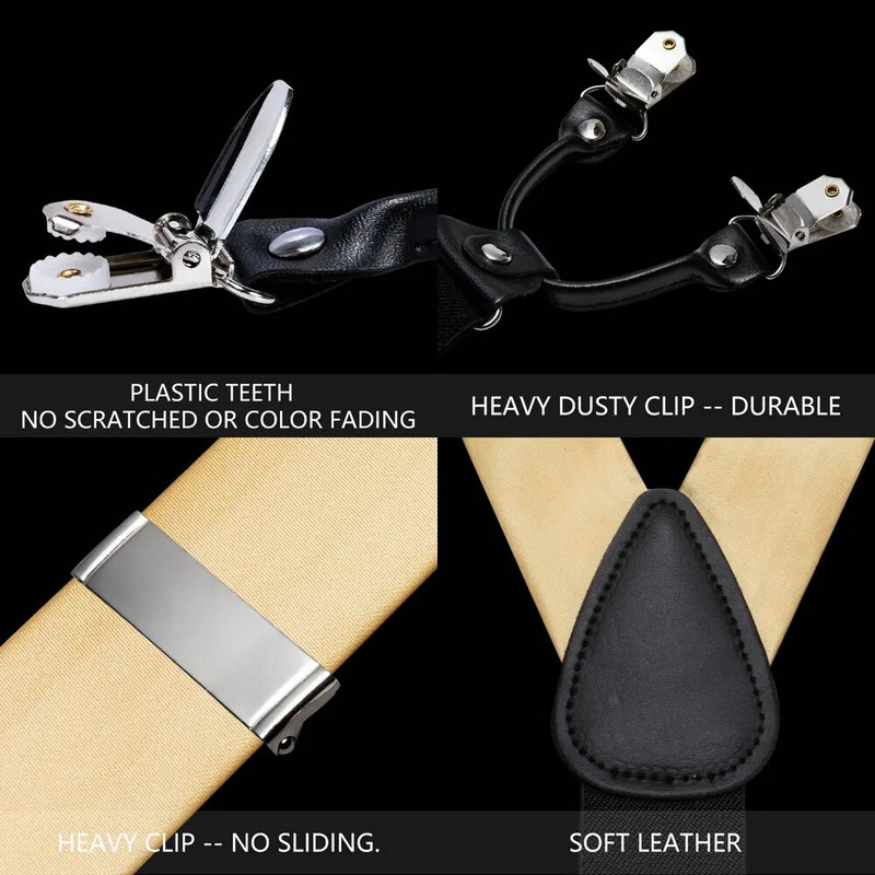 Dizajnerski tregeri u boji šampanjca Muški Svileni remen sa 6 kopči Izvrsna čvrsta podesiva leptir mašna Marama Dugmad za manžete Kompleti vjenčanja Barry.Wang