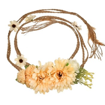 Бохемска имитация на цвете от конопено въже, тъкано въже за талията, крайбрежна плажна ваканция, декоративен колан
