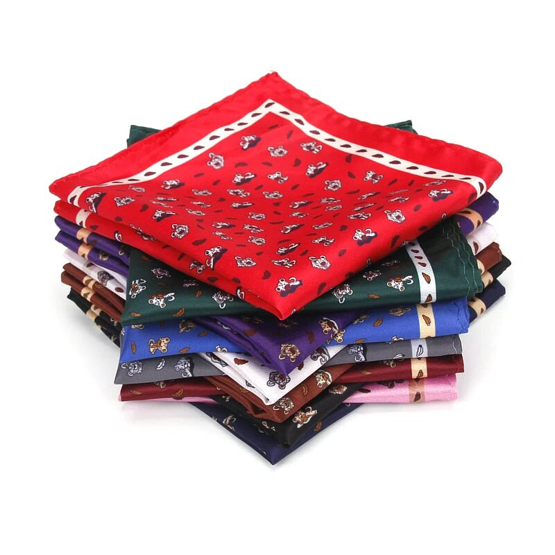 Muški rupčić Vintage džepni kvadratić sa životinjskim printom Poliesterska svila Meke maramice Vjenčane zabave Poslovni ručnik na prsima Marama