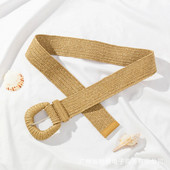 Novi retro ženski ljetni pojasevi s kopčom, modni ženski pleteni široki pojasevi Dizajnerski tkani elastični PP pojas od slame i trave za djevojčice