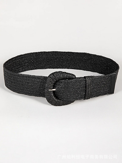 Novi retro ženski ljetni pojasevi s kopčom, modni ženski pleteni široki pojasevi Dizajnerski tkani elastični PP pojas od slame i trave za djevojčice