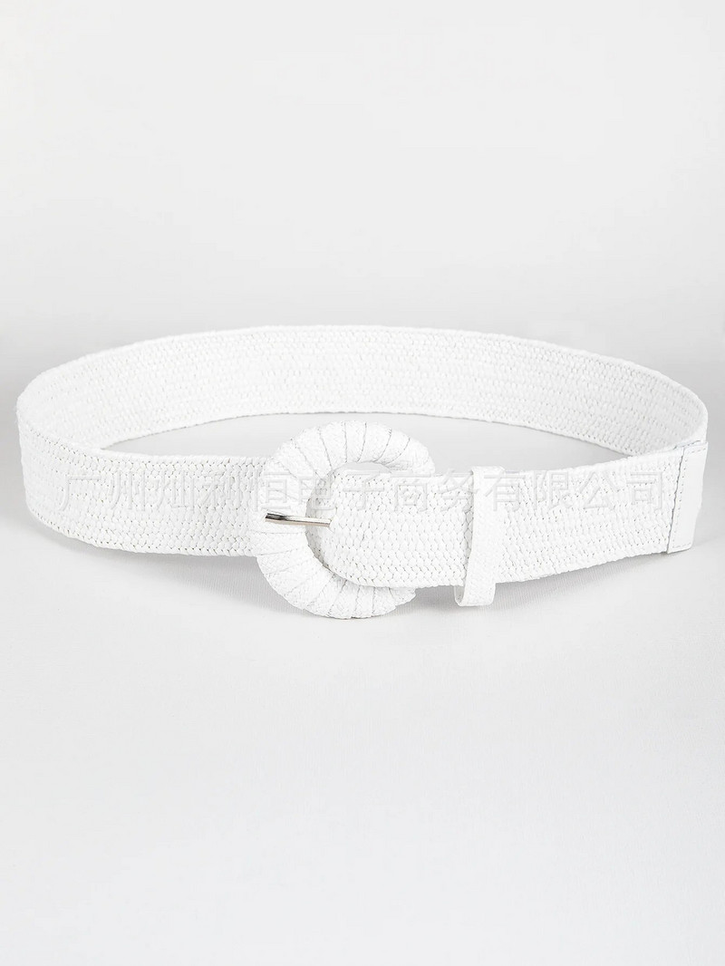 Novi retro ženski ljetni pojasevi s kopčom, modni ženski pleteni široki pojasevi Dizajnerski tkani elastični PP pojas od slame i trave za djevojčice